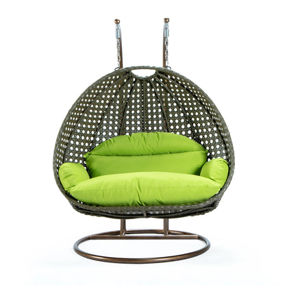 Modern Beige Wicker Hanging Double Seater Egg Swing Chair - Elax Furniture