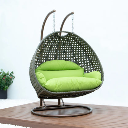 Modern Beige Wicker Hanging Double Seater Egg Swing Chair - Elax Furniture