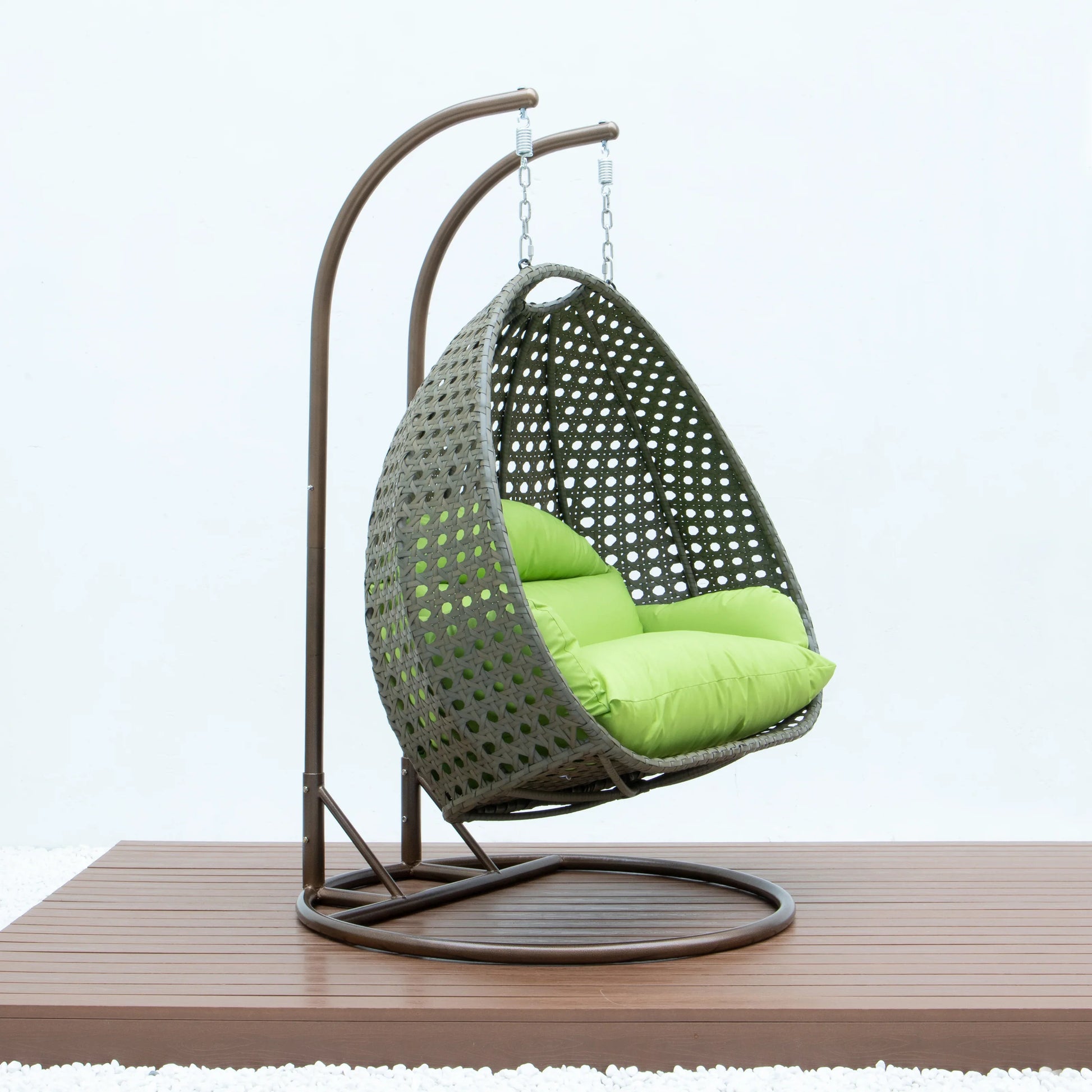 Modern Beige Wicker Hanging Double Seater Egg Swing Chair - Elax Furniture