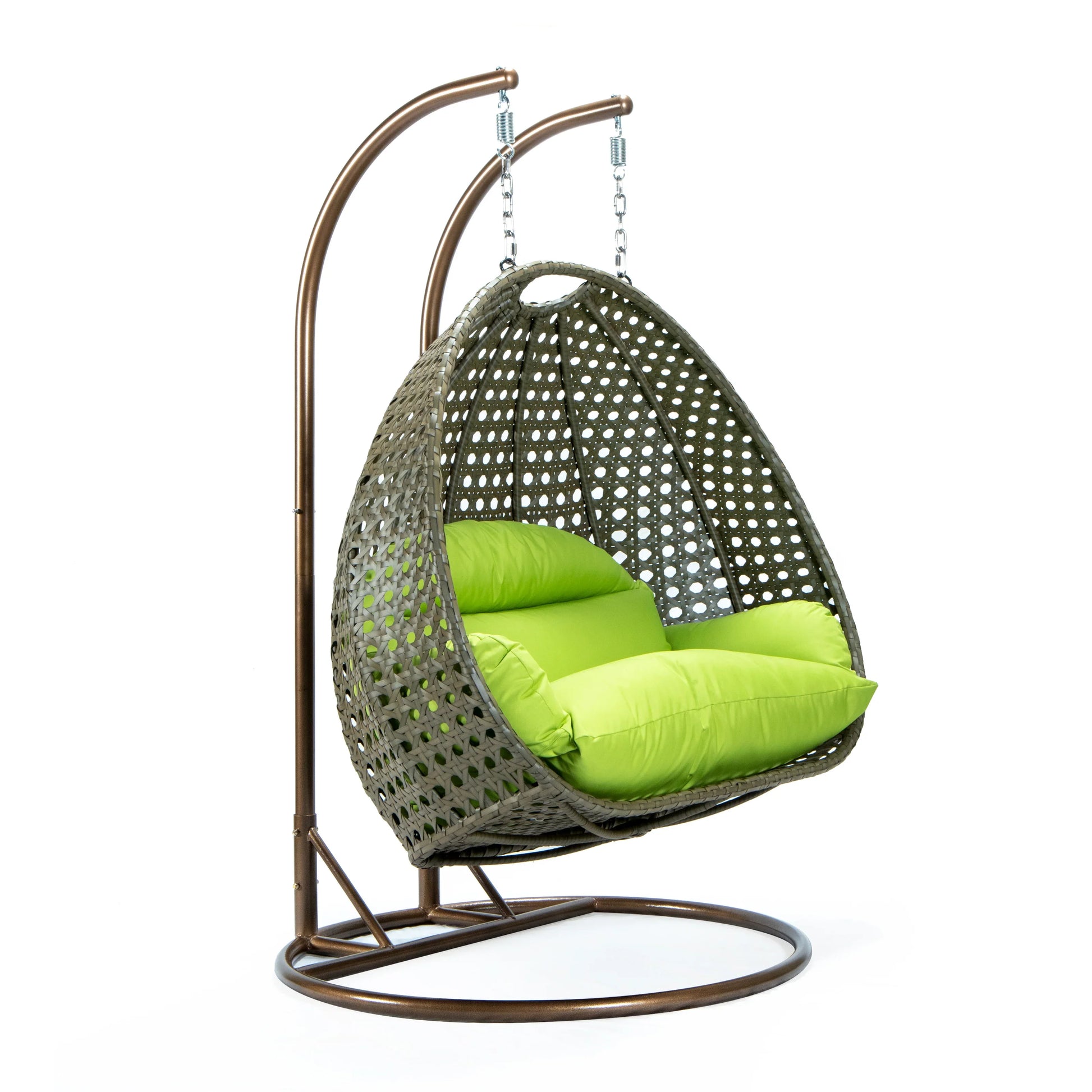 Modern Beige Wicker Hanging Double Seater Egg Swing Chair - Elax Furniture