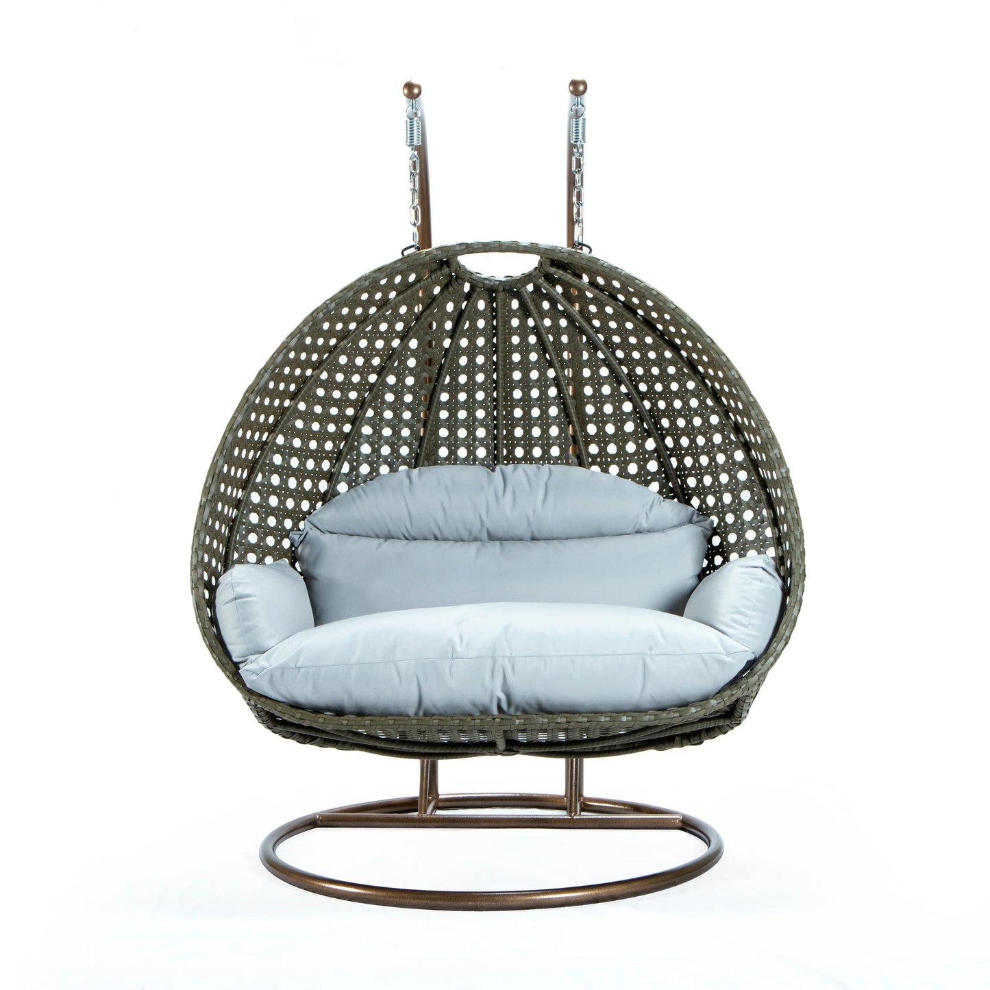 Modern Beige Wicker Hanging Double Seater Egg Swing Chair - Elax Furniture