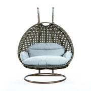 Modern Beige Wicker Hanging Double Seater Egg Swing Chair - Elax Furniture