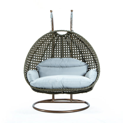 Modern Beige Wicker Hanging Double Seater Egg Swing Chair - Elax Furniture