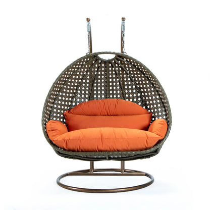 Modern Beige Wicker Hanging Double Seater Egg Swing Chair - Elax Furniture