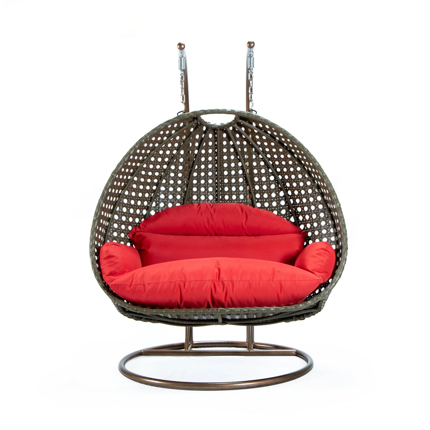 Modern Beige Wicker Hanging Double Seater Egg Swing Chair - Elax Furniture