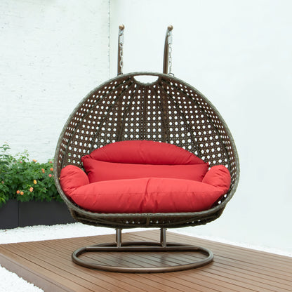 Modern Beige Wicker Hanging Double Seater Egg Swing Chair - Elax Furniture