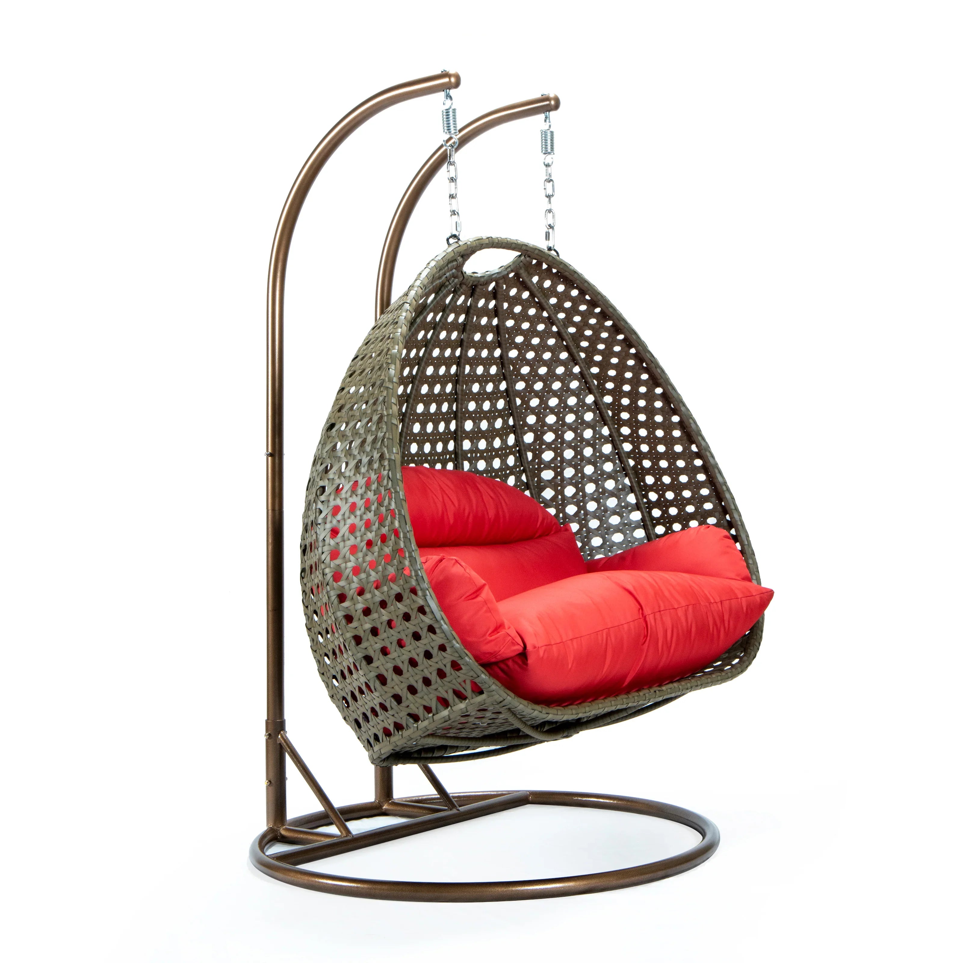 Modern Beige Wicker Hanging Double Seater Egg Swing Chair - Elax Furniture
