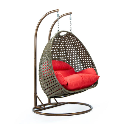 Modern Beige Wicker Hanging Double Seater Egg Swing Chair - Elax Furniture