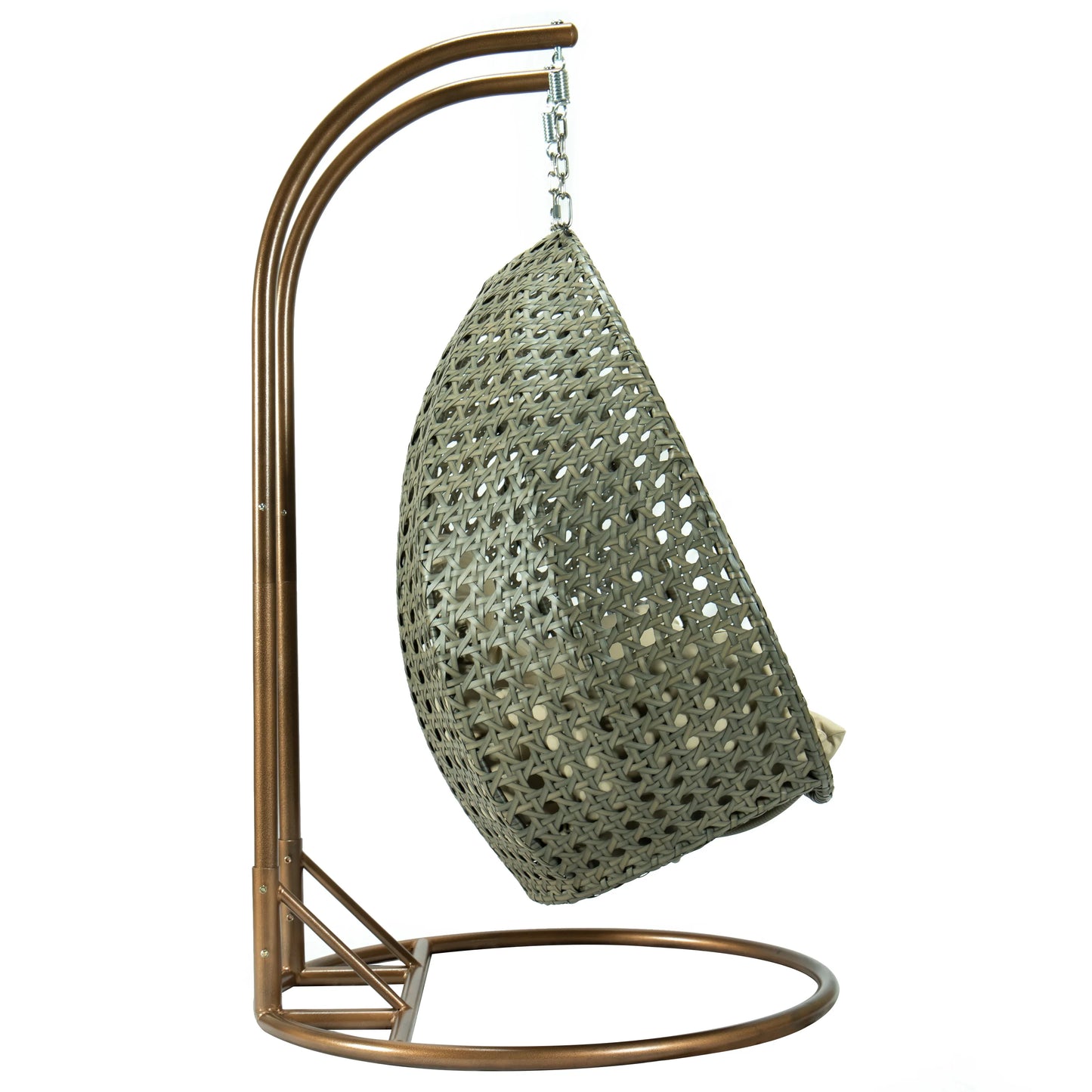Modern Beige Wicker Hanging Double Seater Egg Swing Chair - Elax Furniture