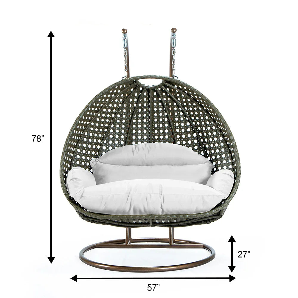 Modern Beige Wicker Hanging Double Seater Egg Swing Chair - Elax Furniture