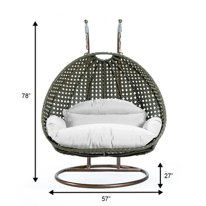 Modern Beige Wicker Hanging Double Seater Egg Swing Chair - Elax Furniture