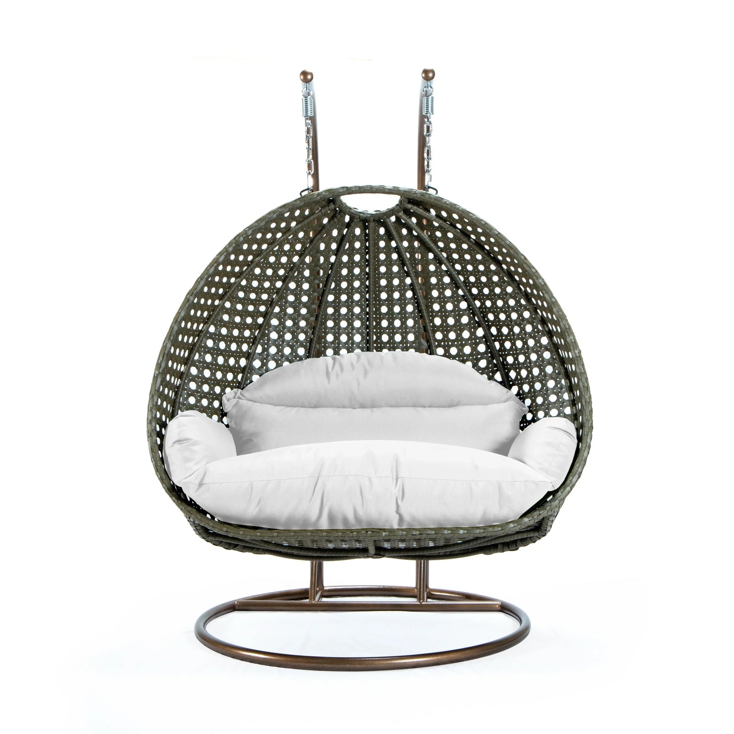 Modern Beige Wicker Hanging Double Seater Egg Swing Chair - Elax Furniture