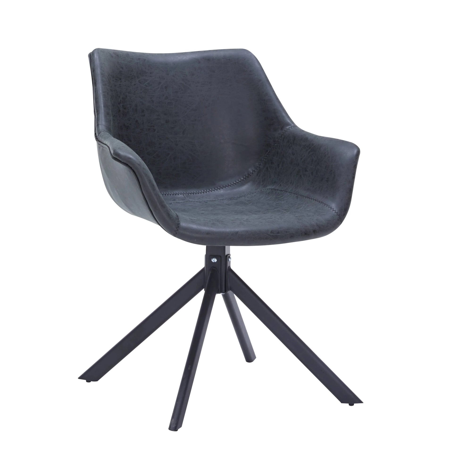 Markley Dining Chair Upholstered in Leather 360-Degree Swivel Armchair - Elax Furniture