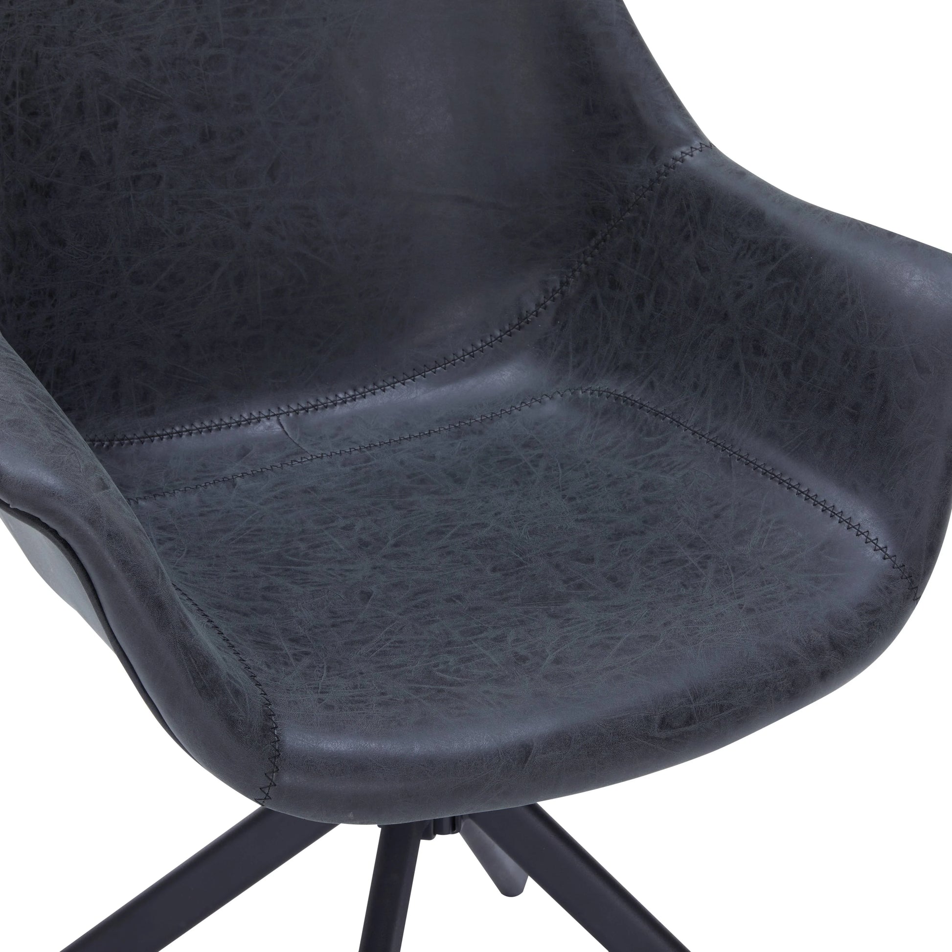 Markley Dining Chair Upholstered in Leather 360-Degree Swivel Armchair - Elax Furniture
