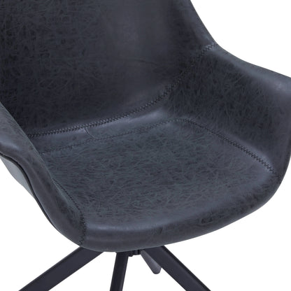 Markley Dining Chair Upholstered in Leather 360-Degree Swivel Armchair - Elax Furniture