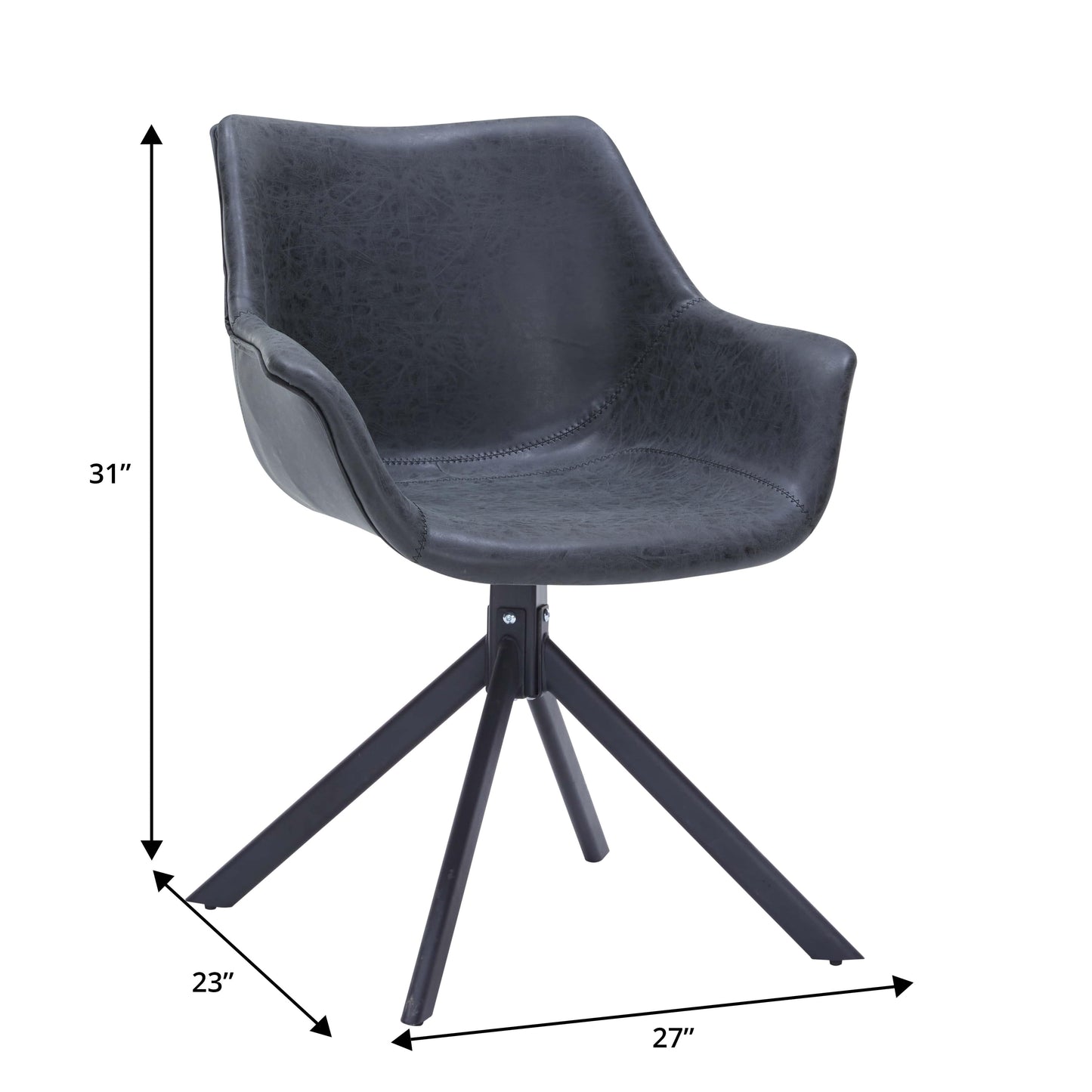 Markley Dining Chair Upholstered in Leather 360-Degree Swivel Armchair - Elax Furniture