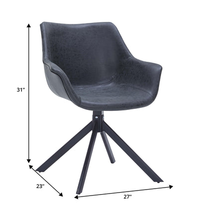 Markley Dining Chair Upholstered in Leather 360-Degree Swivel Armchair - Elax Furniture