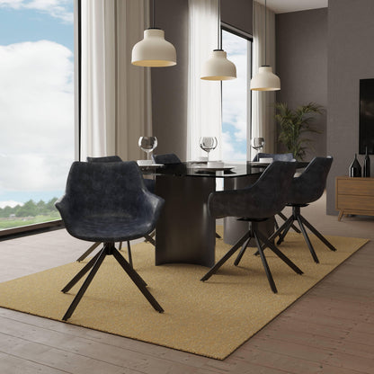 Markley Dining Chair Upholstered in Leather 360-Degree Swivel Armchair - Elax Furniture