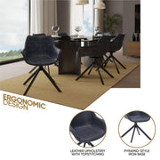 Markley Dining Chair Upholstered in Leather 360-Degree Swivel Armchair - Elax Furniture