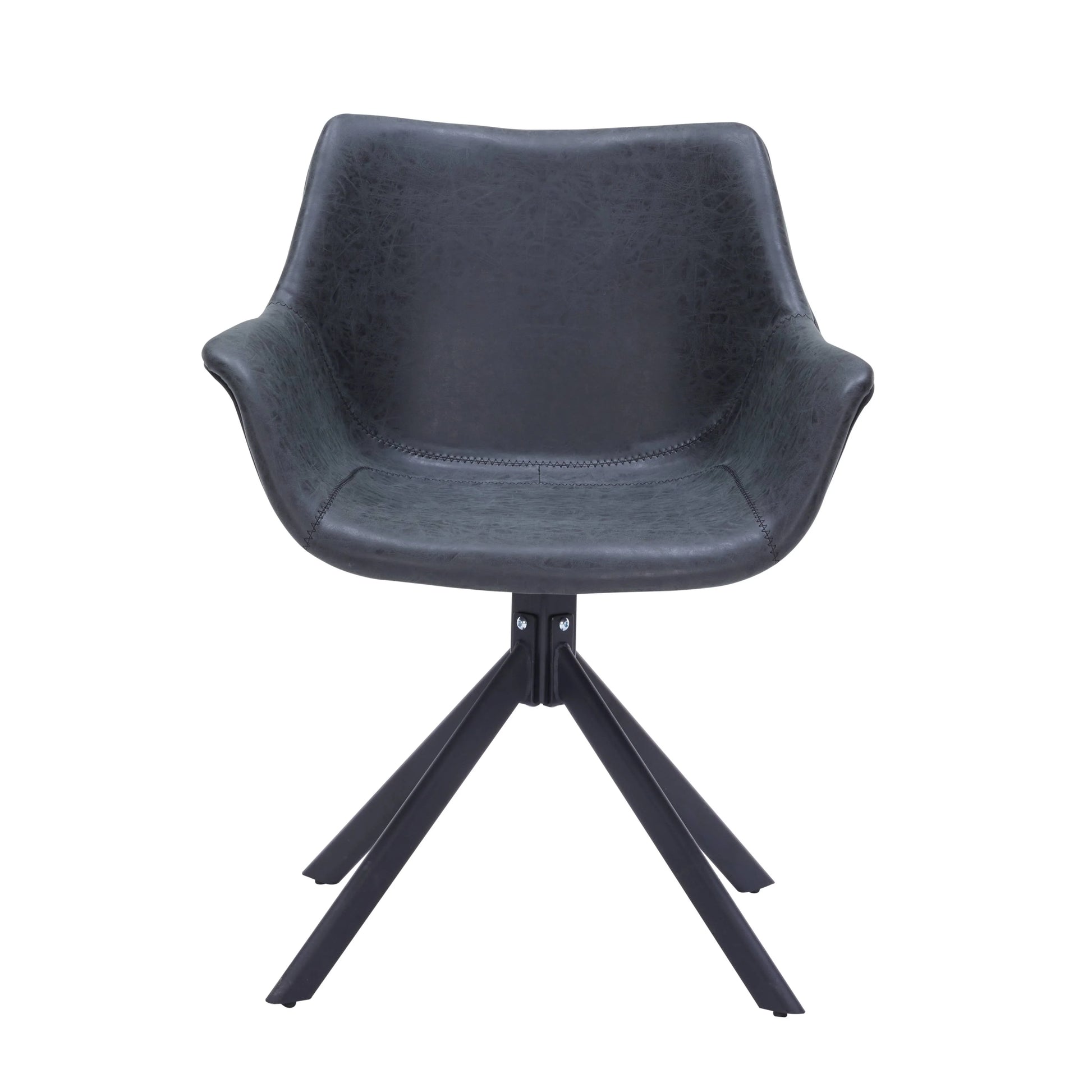 Markley Dining Chair Upholstered in Leather 360-Degree Swivel Armchair - Elax Furniture