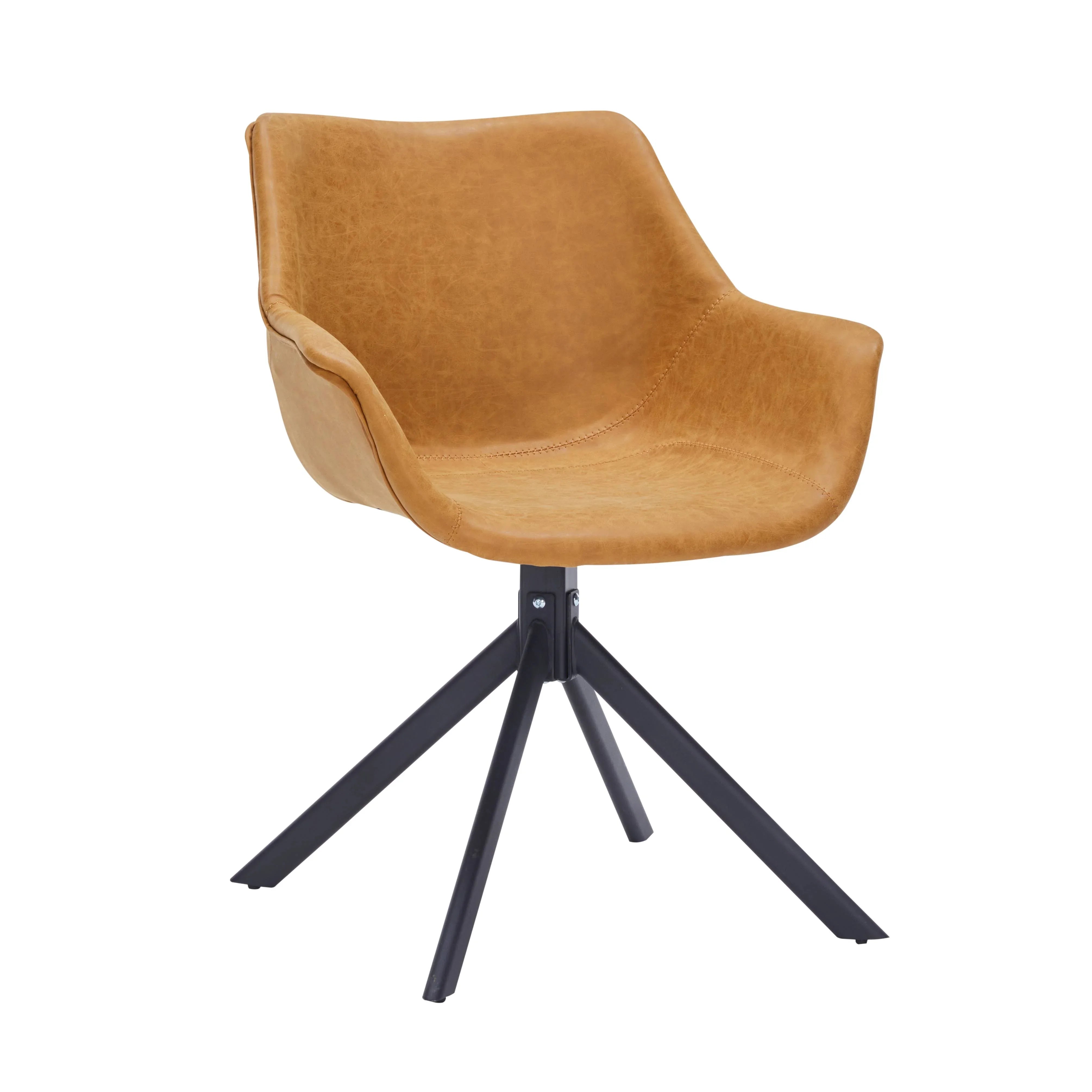 Markley Dining Chair Upholstered in Leather 360-Degree Swivel Armchair - Elax Furniture