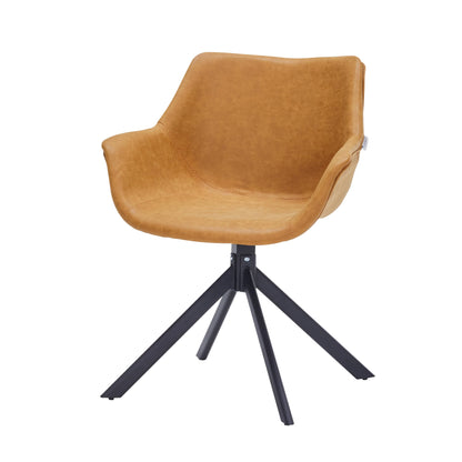 Markley Dining Chair Upholstered in Leather 360-Degree Swivel Armchair - Elax Furniture