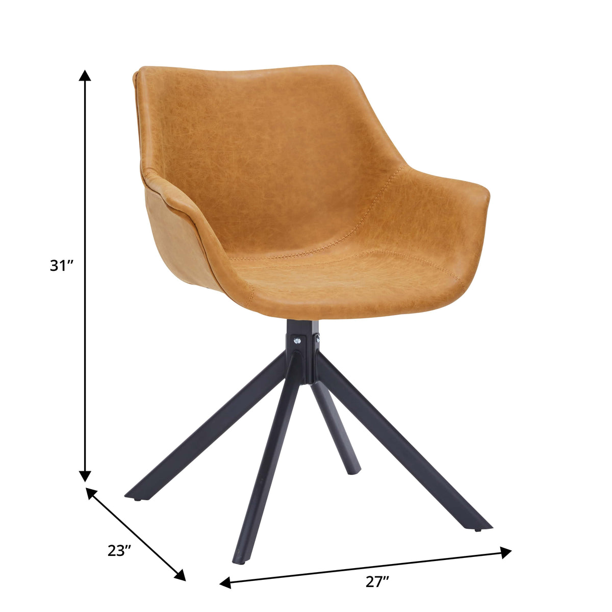 Markley Dining Chair Upholstered in Leather 360-Degree Swivel Armchair - Elax Furniture