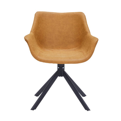 Markley Dining Chair Upholstered in Leather 360-Degree Swivel Armchair - Elax Furniture