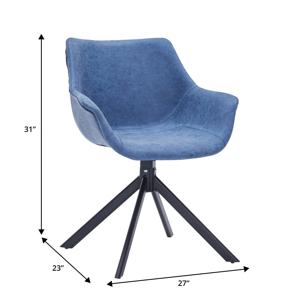 Markley Dining Chair Upholstered in Leather 360-Degree Swivel Armchair - Elax Furniture