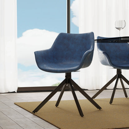 Markley Dining Chair Upholstered in Leather 360-Degree Swivel Armchair - Elax Furniture