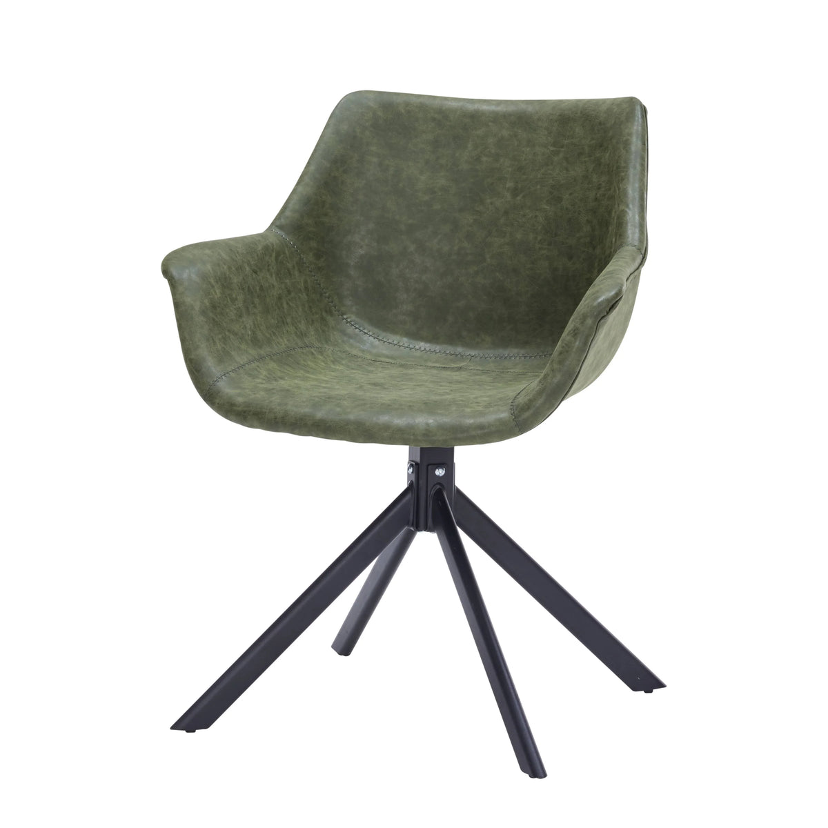 Markley Dining Chair Upholstered in Leather 360-Degree Swivel Armchair - Elax Furniture