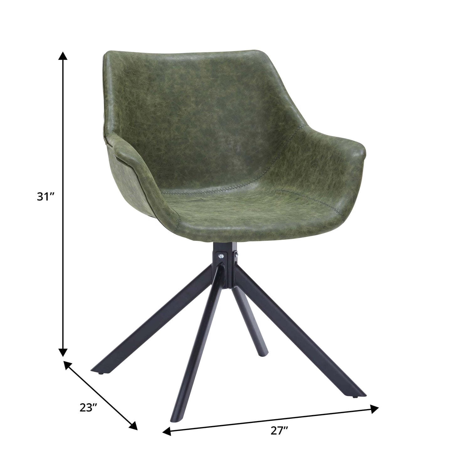 Markley Dining Chair Upholstered in Leather 360-Degree Swivel Armchair - Elax Furniture