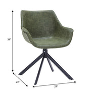 Markley Dining Chair Upholstered in Leather 360-Degree Swivel Armchair - Elax Furniture