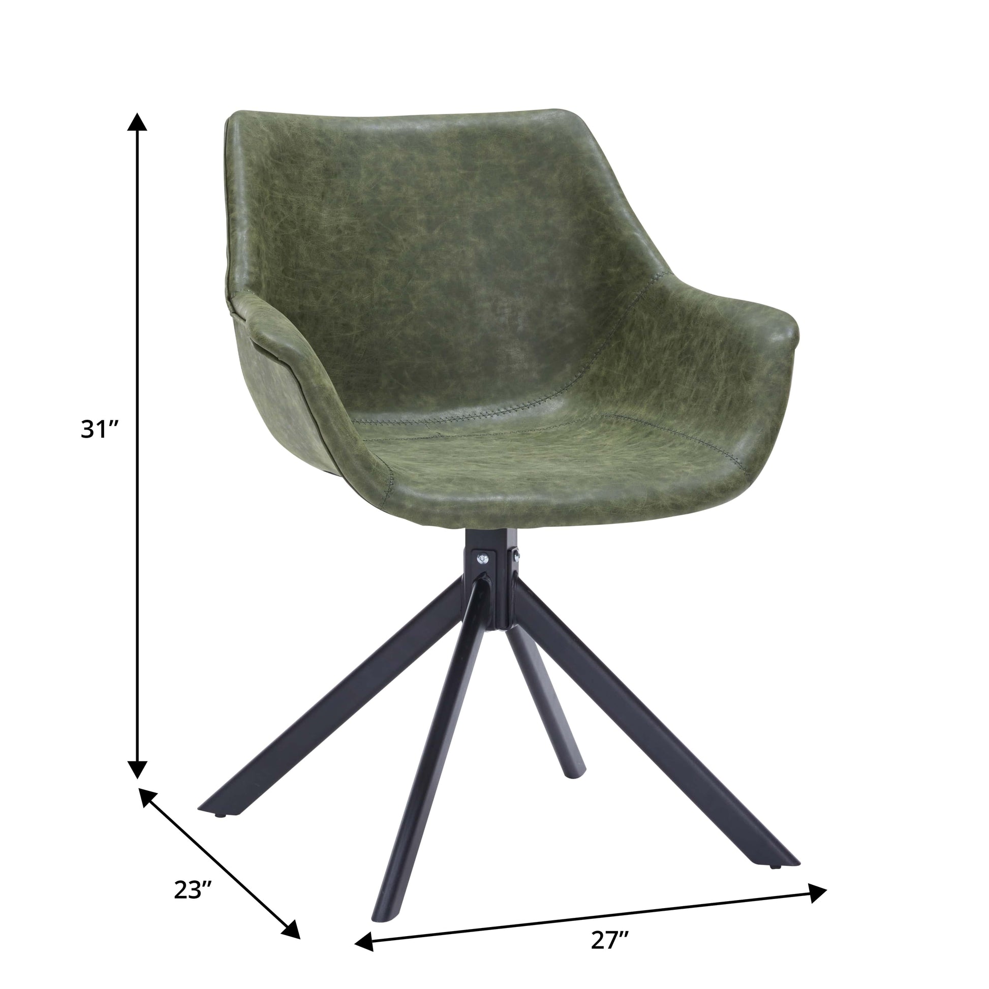 Markley Dining Chair Upholstered in Leather 360-Degree Swivel Armchair - Elax Furniture