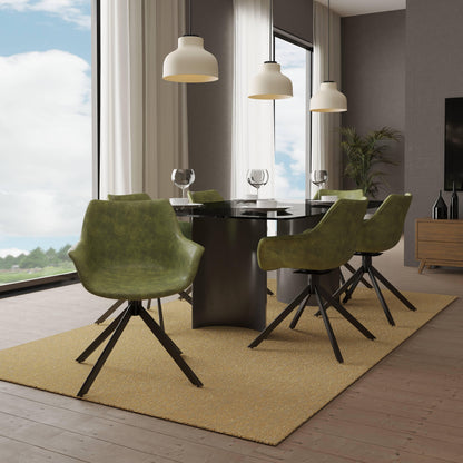 Markley Dining Chair Upholstered in Leather 360-Degree Swivel Armchair - Elax Furniture