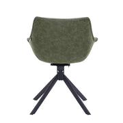 Markley Dining Chair Upholstered in Leather 360-Degree Swivel Armchair - Elax Furniture