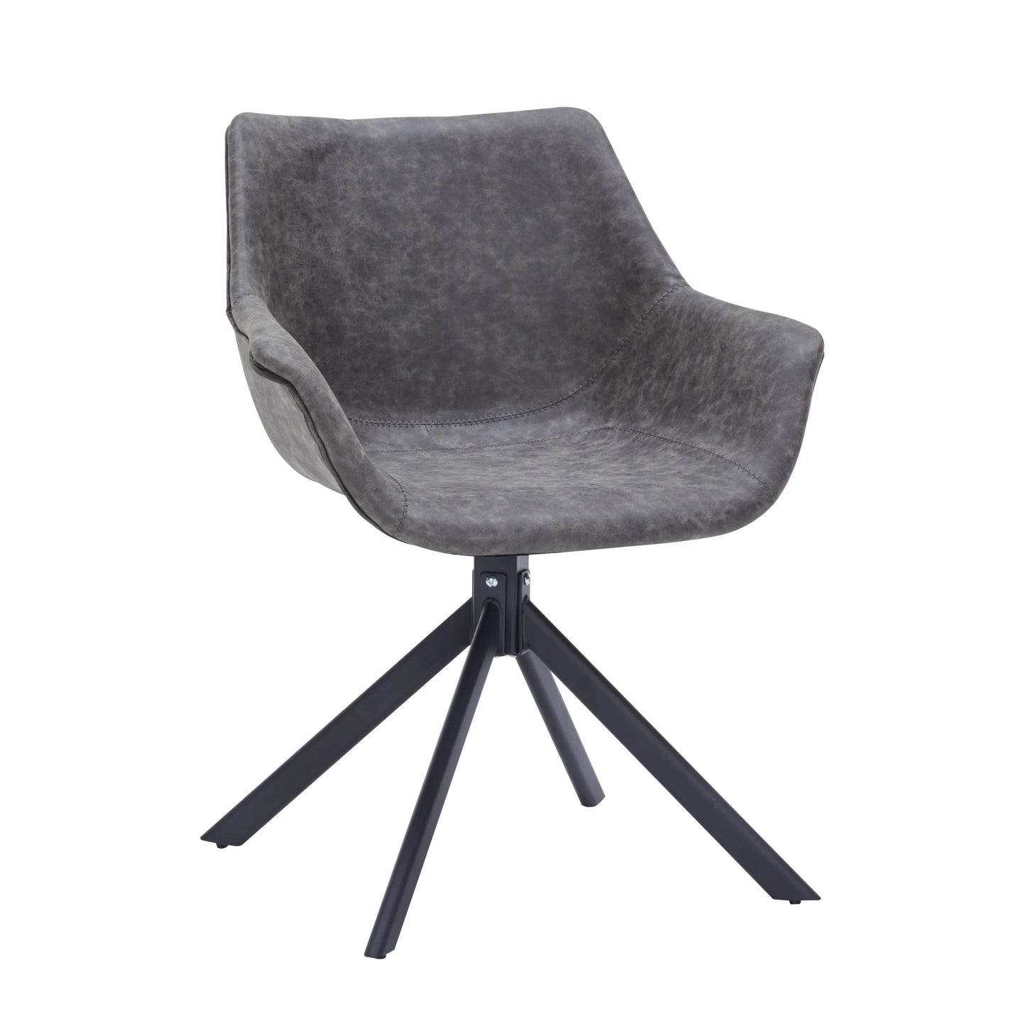 Markley Dining Chair Upholstered in Leather 360-Degree Swivel Armchair - Elax Furniture