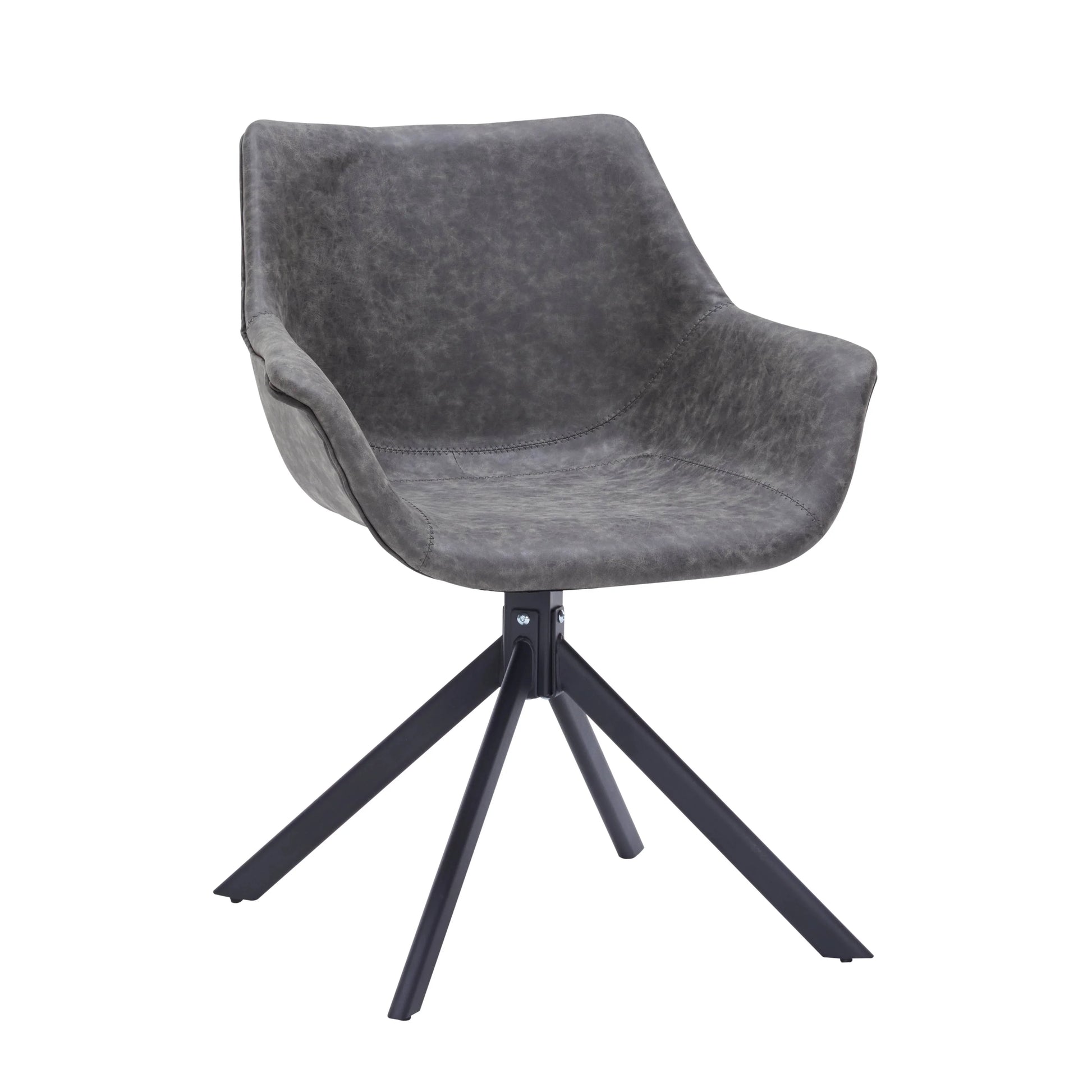 Markley Dining Chair Upholstered in Leather 360-Degree Swivel Armchair - Elax Furniture