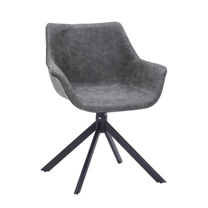 Markley Dining Chair Upholstered in Leather 360-Degree Swivel Armchair - Elax Furniture