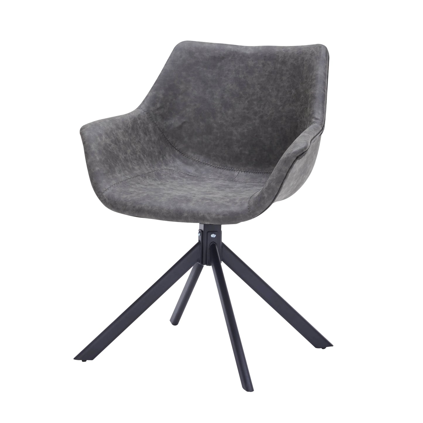 Markley Dining Chair Upholstered in Leather 360-Degree Swivel Armchair - Elax Furniture