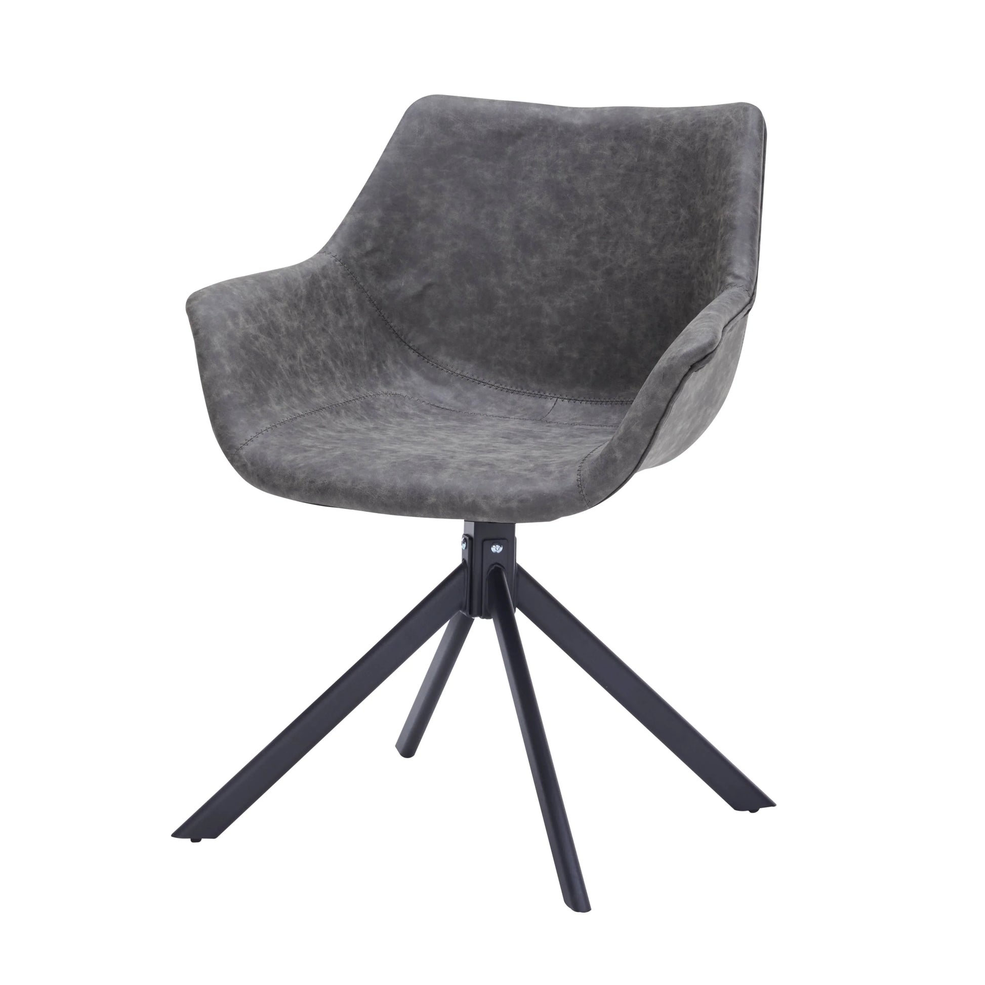 Markley Dining Chair Upholstered in Leather 360-Degree Swivel Armchair - Elax Furniture