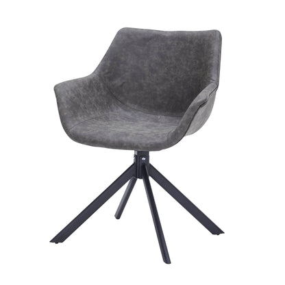 Markley Dining Chair Upholstered in Leather 360-Degree Swivel Armchair - Elax Furniture