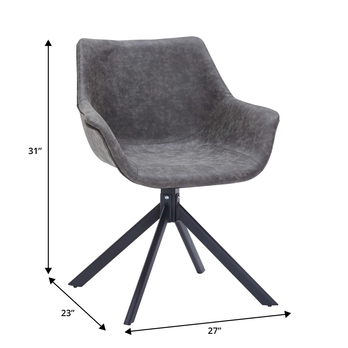 Markley Dining Chair Upholstered in Leather 360-Degree Swivel Armchair - Elax Furniture