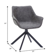 Markley Dining Chair Upholstered in Leather 360-Degree Swivel Armchair - Elax Furniture