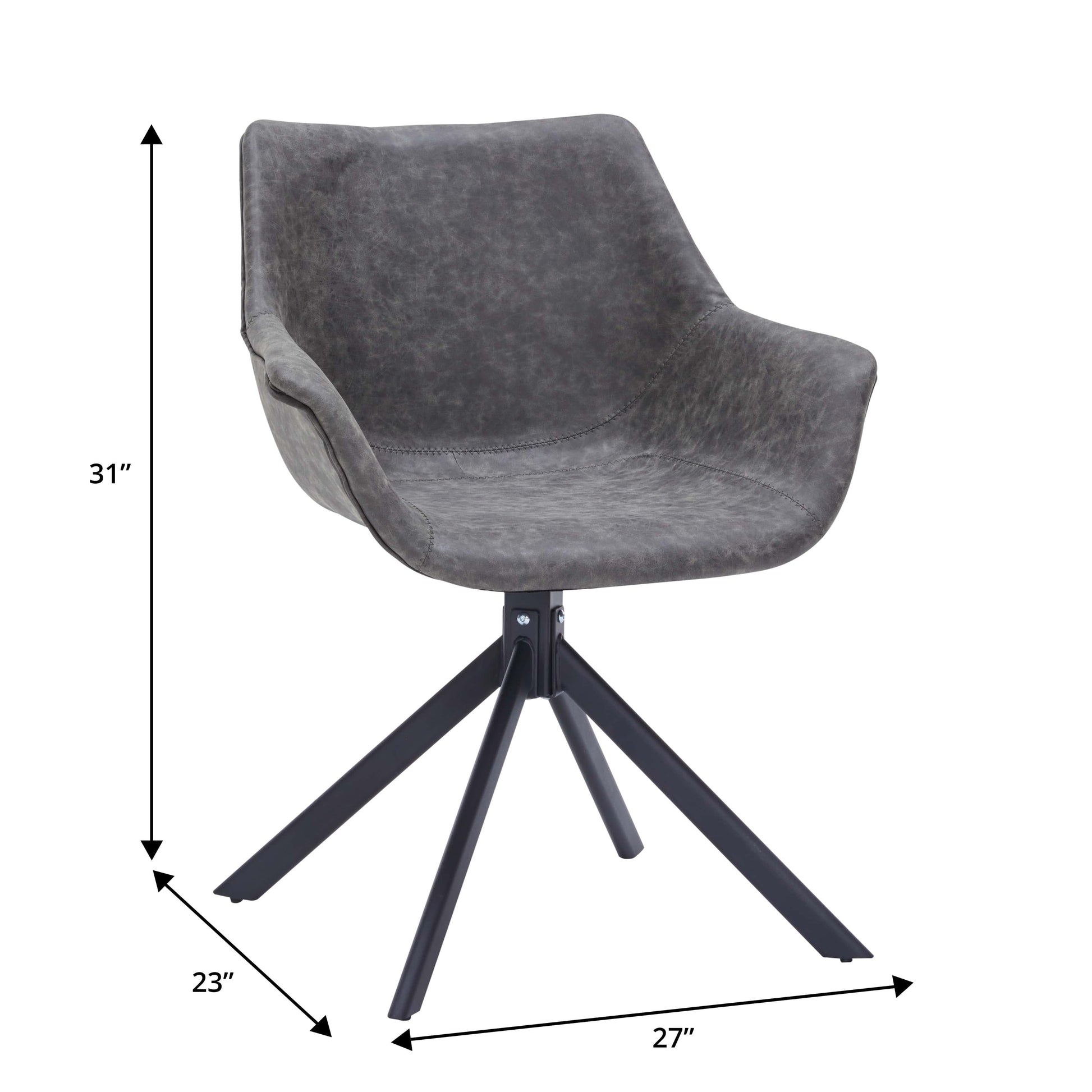 Markley Dining Chair Upholstered in Leather 360-Degree Swivel Armchair - Elax Furniture