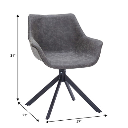 Markley Dining Chair Upholstered in Leather 360-Degree Swivel Armchair - Elax Furniture