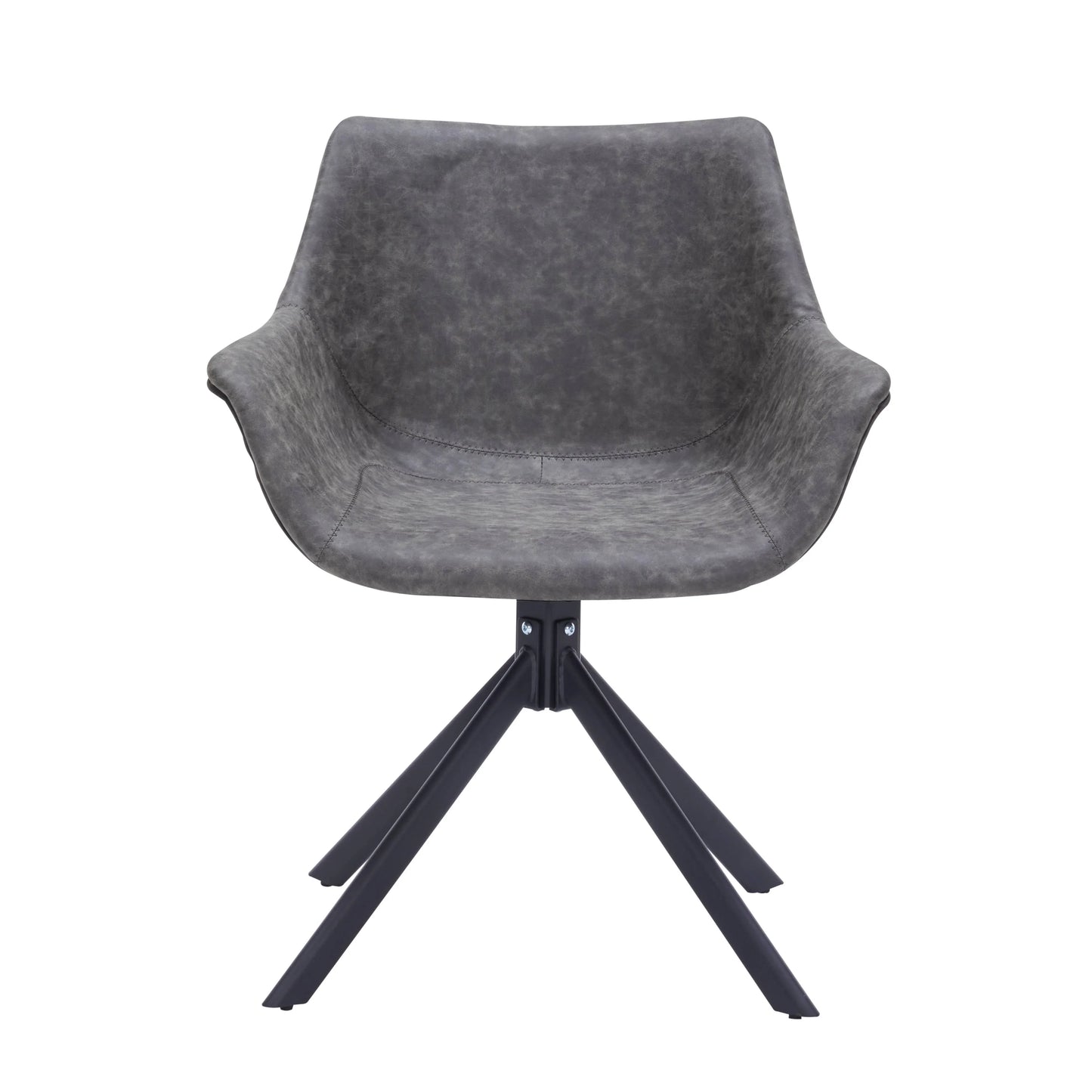 Markley Dining Chair Upholstered in Leather 360-Degree Swivel Armchair - Elax Furniture
