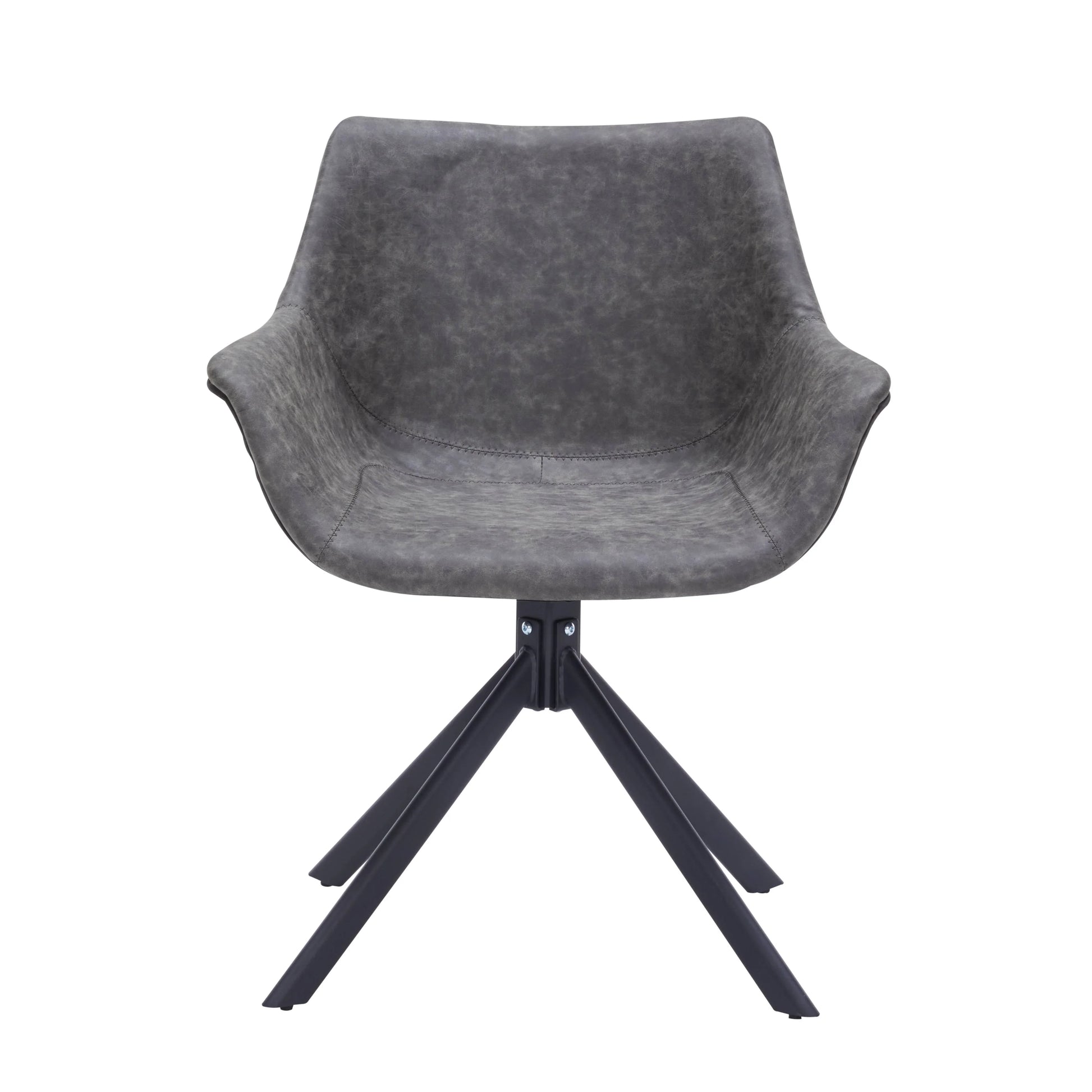 Markley Dining Chair Upholstered in Leather 360-Degree Swivel Armchair - Elax Furniture