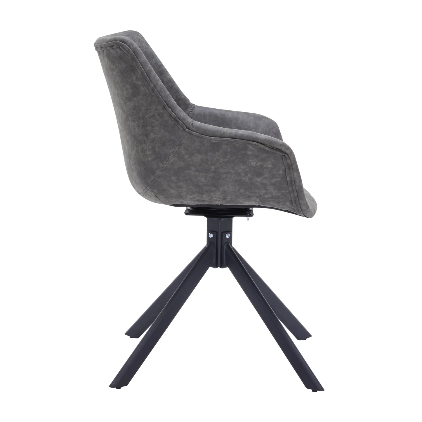 Markley Dining Chair Upholstered in Leather 360-Degree Swivel Armchair - Elax Furniture