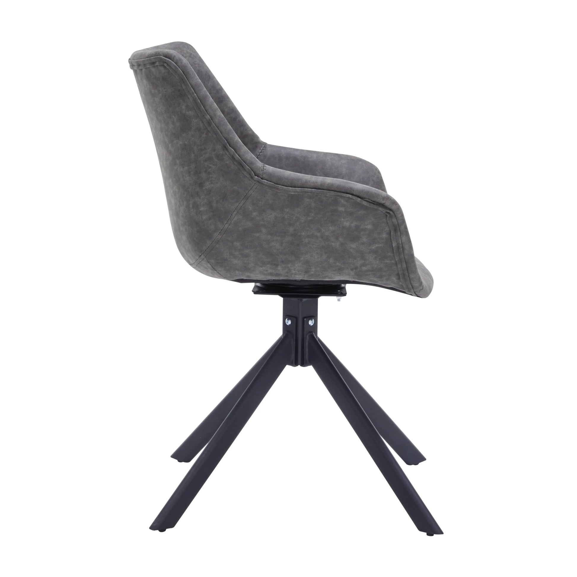 Markley Dining Chair Upholstered in Leather 360-Degree Swivel Armchair - Elax Furniture